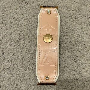 Louis Vuitton Pink Leather Watch Strap up cycled by Spark*l.
